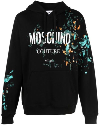 Moschino Hoodie aus Bio-Baumwolle mit Malerei-Print - Schwarz