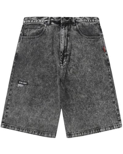Izzue Jeans-Shorts mit Logo-Patch - Grau