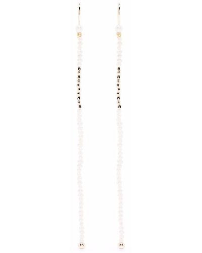 Mizuki 14kt Yellow Gold Dancing Pearl Long Earrings - Metallic