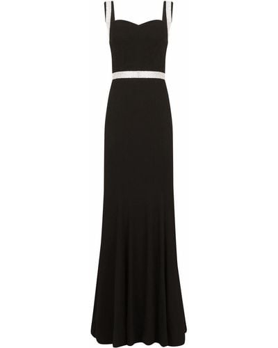 Dolce & Gabbana Rhinestone-embellished Sleeveless Gown - Black