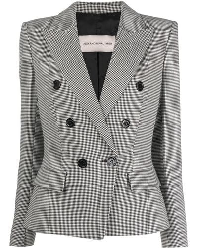 Alexandre Vauthier Check-print Double-breasted Blazer - Gray