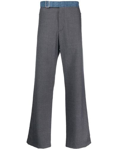 DIESEL Contrast-waistband Straight-leg Trousers - Grey