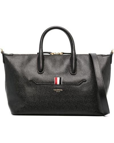 Thom Browne Small Leather Tote Bag - Black