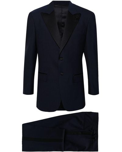 Lardini Single-breasted Wool-blend Suit - Blue