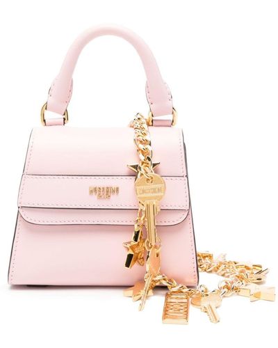 Moschino Logo-lettering Leather Tote Bag - Pink