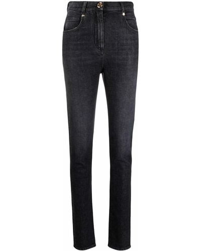 Balmain High-waisted Button-detail Denim Jeans - Black