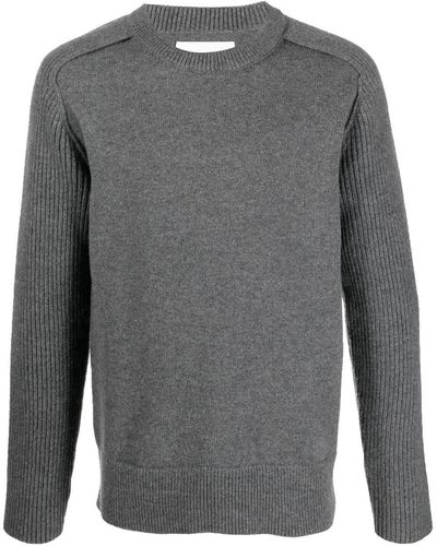 Jil Sander Ribbed Knit-sleeve Sweater - Gray