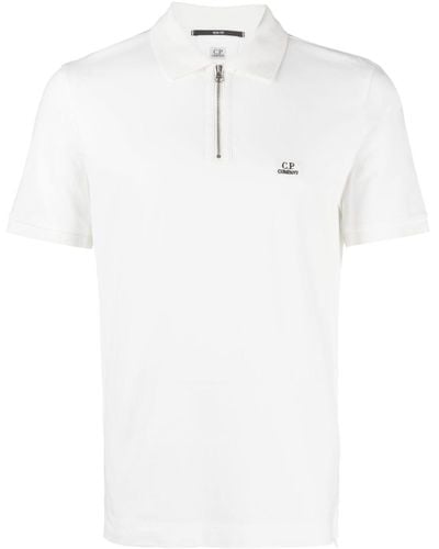 C.P. Company Poloshirt Met Geborduurd Logo - Wit