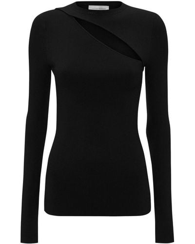 Victoria Beckham Cut-out Ribbed-knit Top - Black