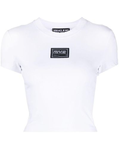 Versace Jeans Couture Logo-patch Cotton Crop Top - White