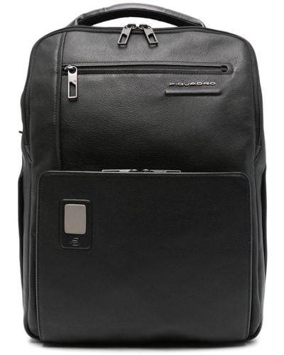 Piquadro Logo-plaque Laptop Backpack - Black