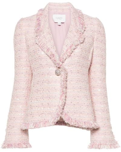 Giambattista Valli Frayed-edge Tweed Jacket - Pink