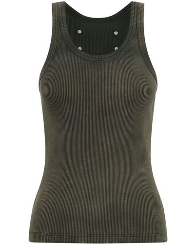 Dion Lee Ribbed Organic-cotton Tank Top - Green