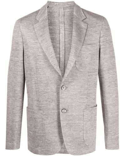 Ferragamo Single-breasted Linen-blend Blazer - Brown