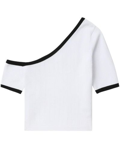 Juun.J Contrasting-trim One-shoulder Top - White