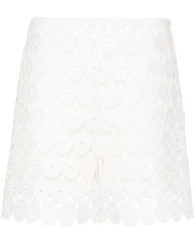 Erika Cavallini Semi Couture Shorts mit hohem Bund - Weiß