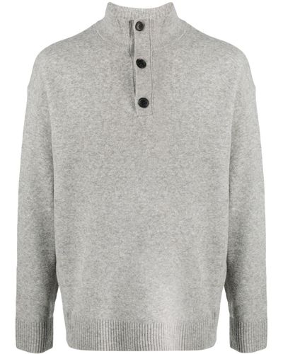 Calvin Klein Logo-patch Fine-knit Jumper - Grey