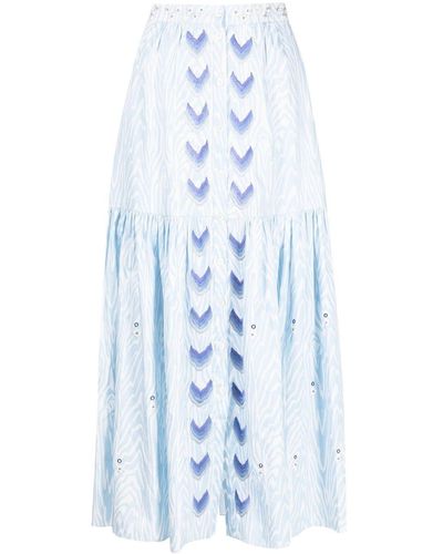 Temperley London Valerie-print Midi Skirt - Blue
