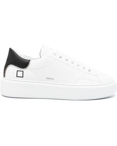 Date Logo-debossed Leather Trainers - White