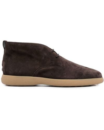 Tod's Suede Leather Ankle Boot Shoes - Brown