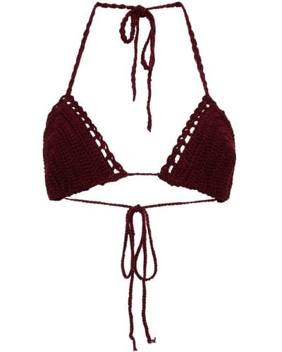 Dries Van Noten Crochet-knit Bikini Top - Red