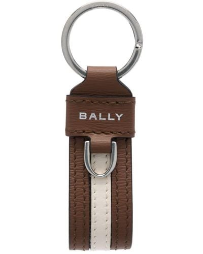 Bally Porte-clés en cuir à logo imprimé - Marron