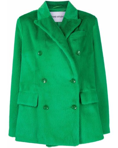 Stand Studio Manteau croisé en fourrure artificielle - Vert