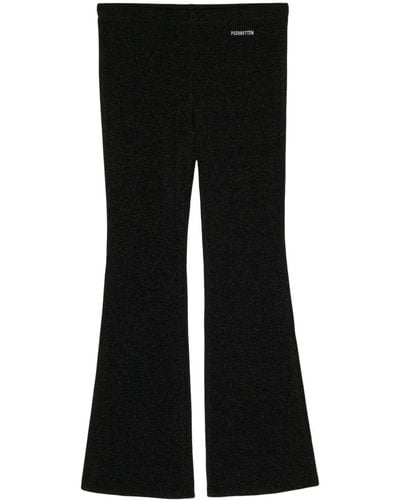 Pushbutton Logo-embroidered Lurex Flared Pants - Black