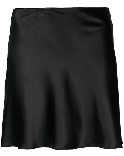 MANURI Silk A-line Skirt - Black