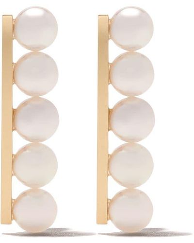 Tasaki 18kt Yellow Gold Collection Line Balance Plus Earrings - White
