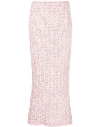 Balenciaga Back-to-front Bouclé Long Skirt - Pink