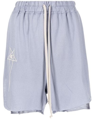 Rick Owens Logo-embroidered Shorts - Blue