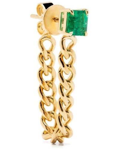 Anita Ko 18kt Yellow Gold Cuban Link Emerald Stud Earring - Metallic