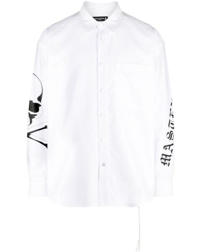 Mastermind Japan Chemise en coton à logo imprimé - Blanc