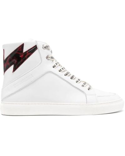 Zadig & Voltaire High Flash Logo-embossed Leather High-top Sneakers - White