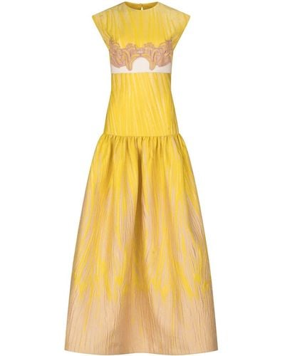 Silvia Tcherassi Leonor Lace-appliqué Maxi Dress - Yellow