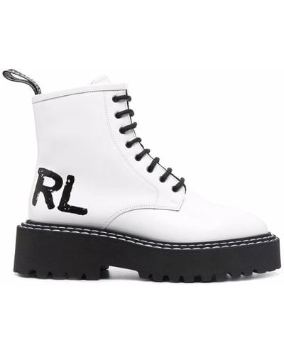 Karl Lagerfeld Lace-Up Boots - White