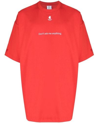 Vetements T-shirt en coton à logo imprimé - Rouge