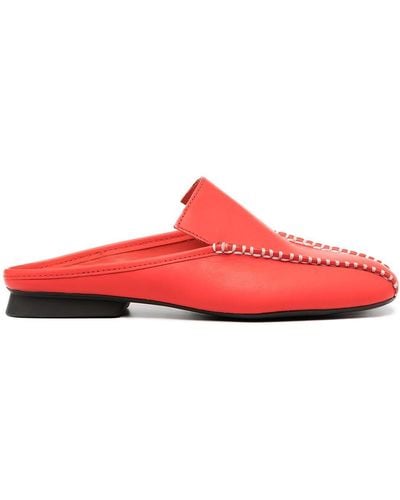 Camper Stitching Details Loafer Mules - Red