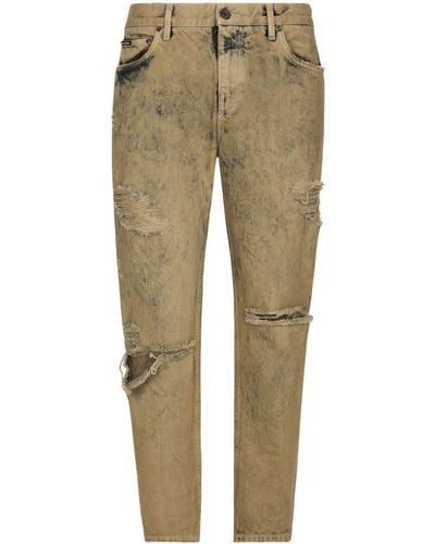 Dolce & Gabbana Jeans slim con effetto vissuto - Neutro