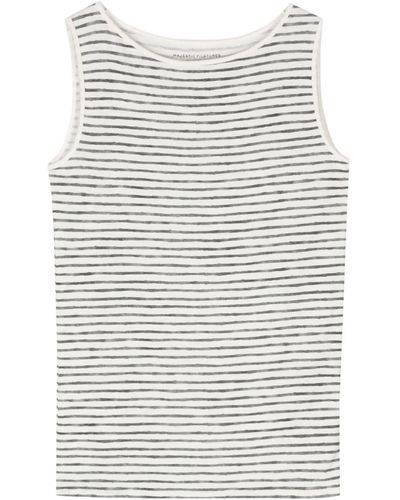 Majestic Filatures Striped Ribbed Tank Top - Gray