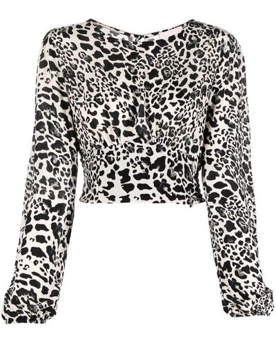 Liu Jo Cropped-Oberteil mit Leoparden-Print - Schwarz