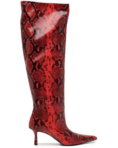 Alexander Wang Viola Snake-print Leather Boots - Red