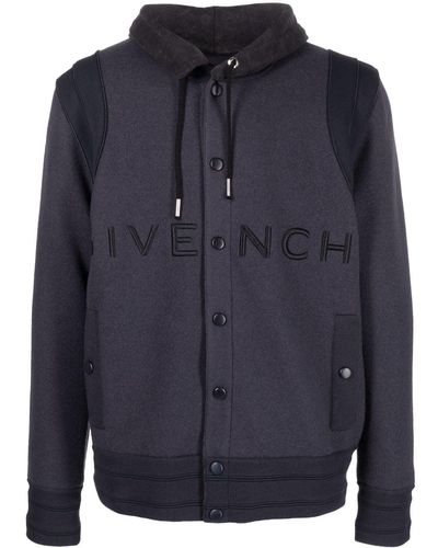 Givenchy Embroidered-logo Hooded Jacket - Blue