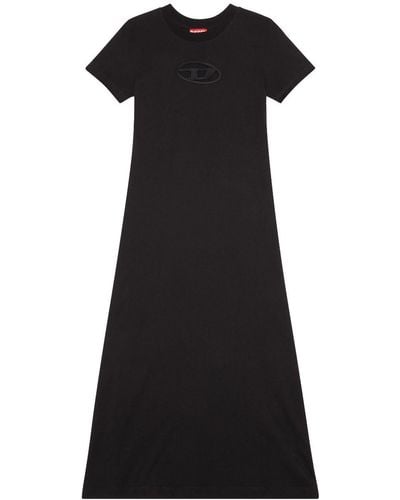DIESEL D-alin-od Katoenen Midi-jurk Met Uitgesneden Details - Zwart
