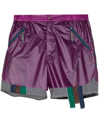 Kolor Colour-block Panelled Shorts - Purple