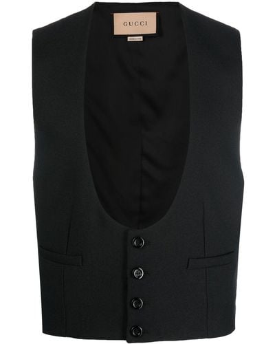 Gucci Chaleco con cuello redondo y botones - Negro