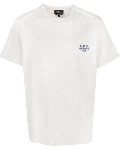 A.P.C. T-shirt en coton à logo brodé - Blanc