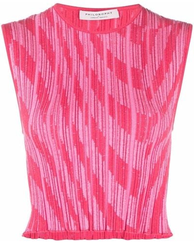 Philosophy Di Lorenzo Serafini Ribbed-knit Sleeveless Top - Pink