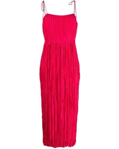 Ulla Johnson Ruched Tie-strap Maxi Dress - Red